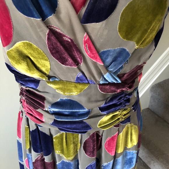 Burnout velvet v neck dress with side zipper - Picture 3 of 5